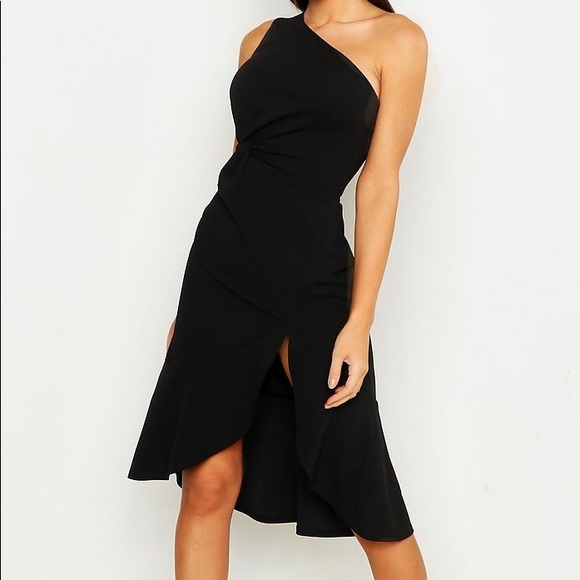 White One Shoulder Midi Dress - Picture 4 of 4